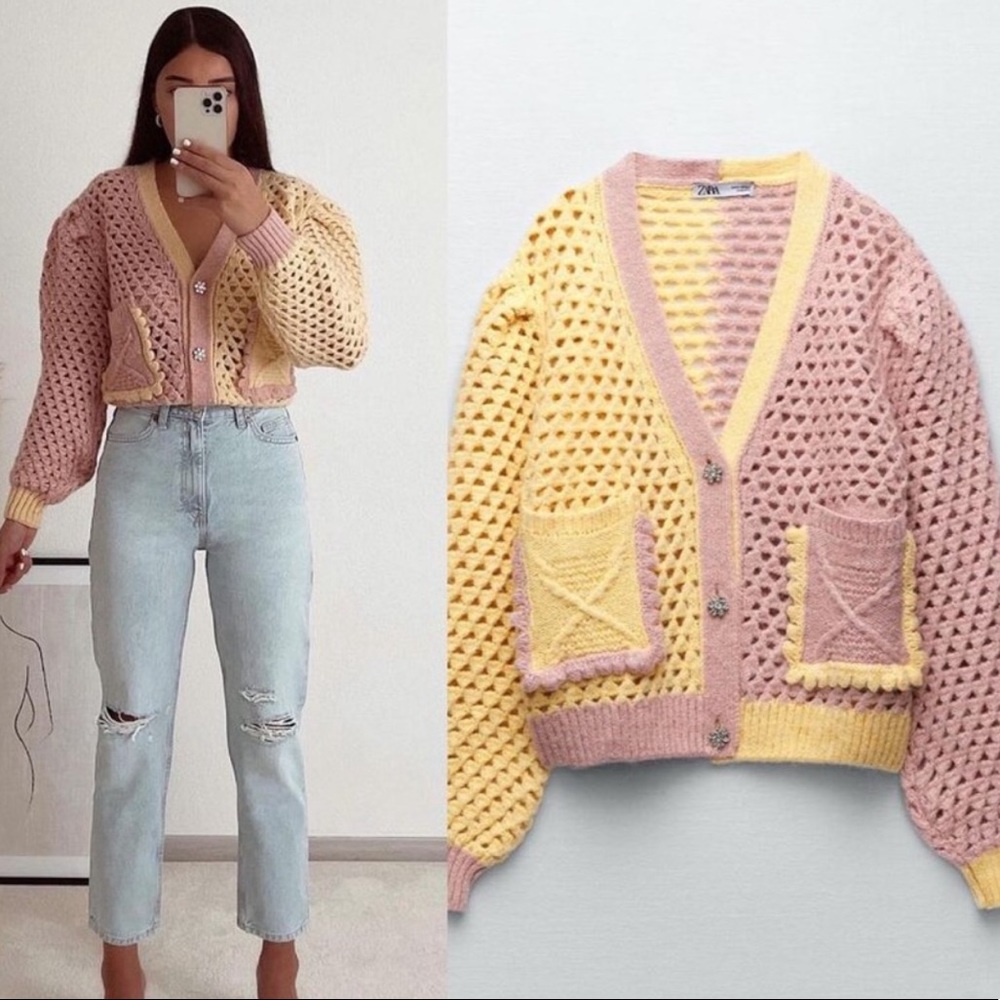 New Zara Jewel Button Cardigan